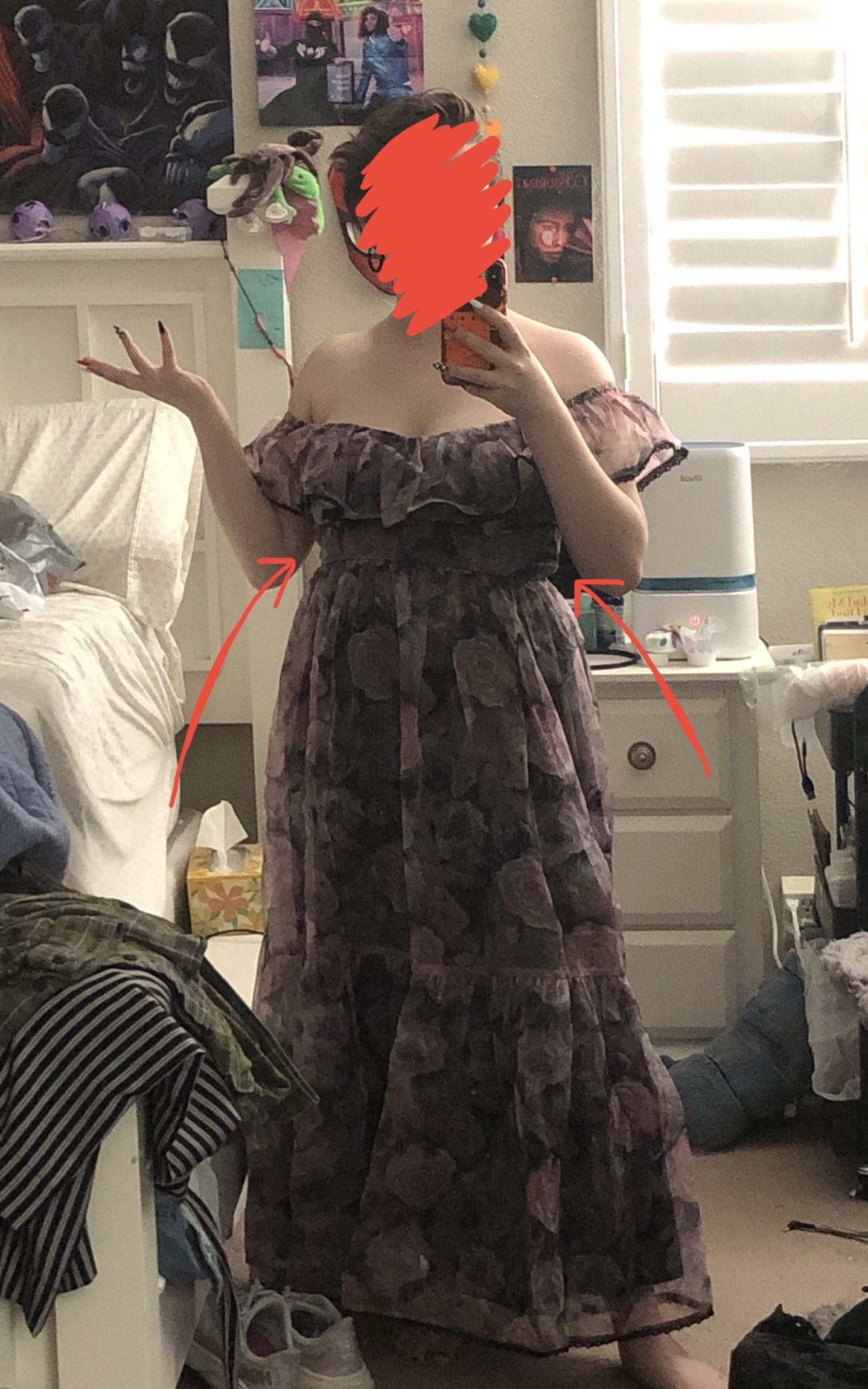 Floral Off-shoulder Lace Trim Maxi Dress For Daily Casual