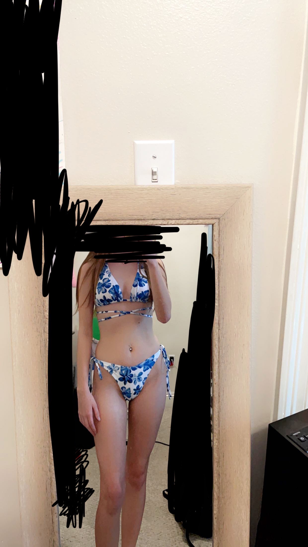 Floral Halter Knotted Bikini Swimsuit - Cider