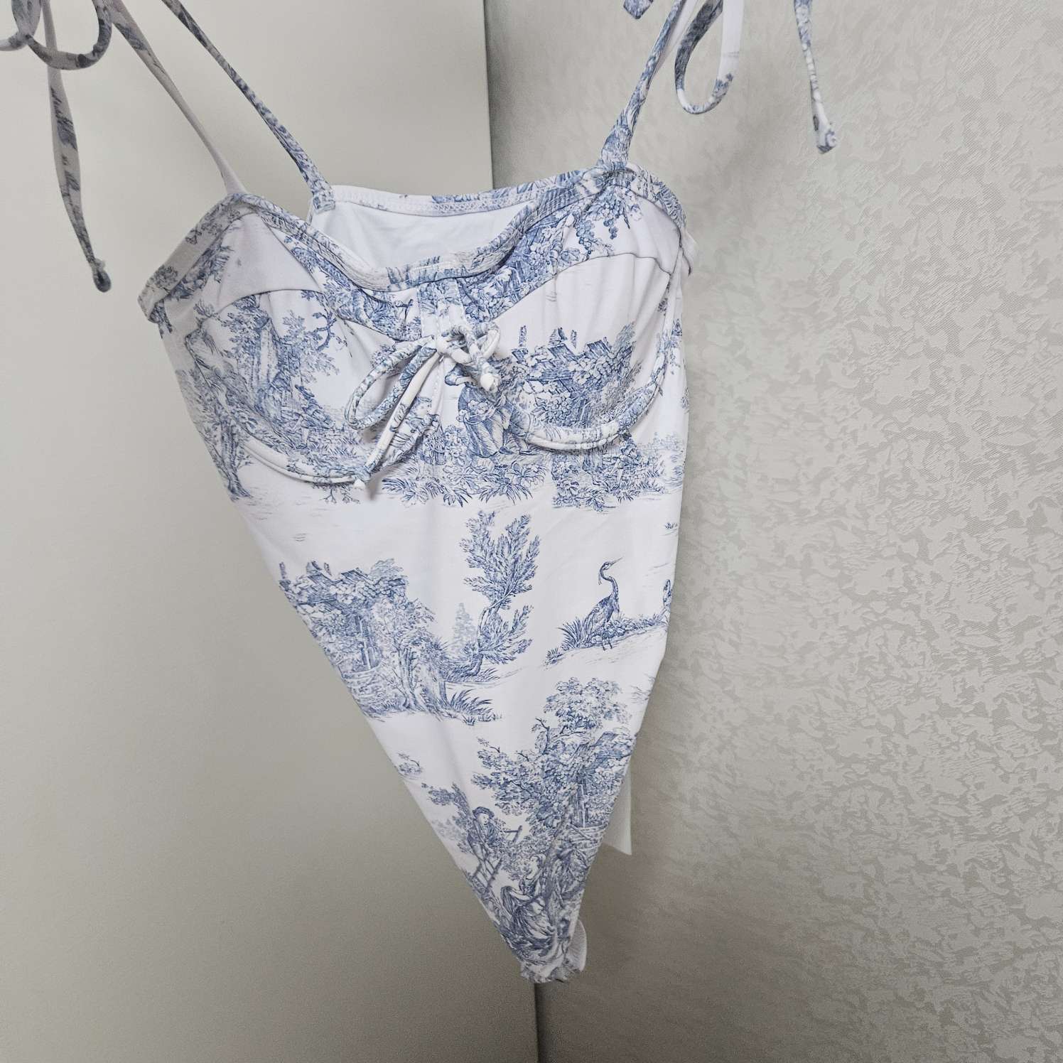 Toile de Jouy Knotted One Piece Swimsuit - Cider