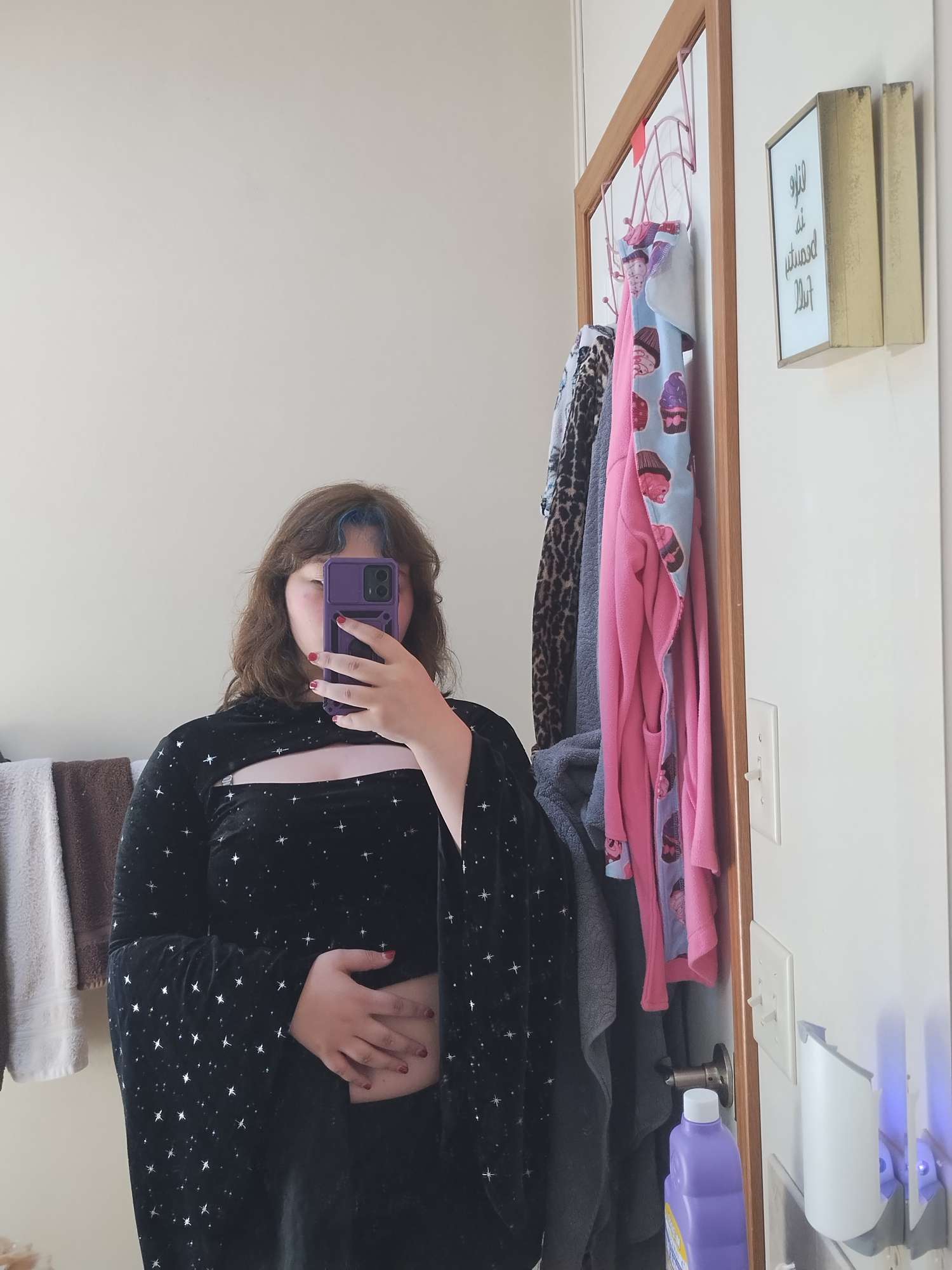 Velvet Velvet Star Pattern Bell Sleeve Crop Top For Date