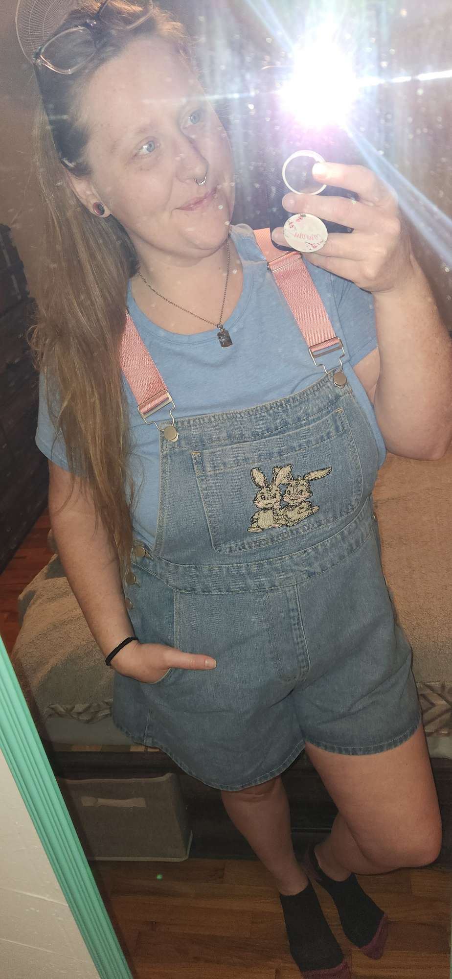 【Cider】ポケット デニム ロンパース Denim Bunny Buckle Pocket Romper Curve & Plus For School