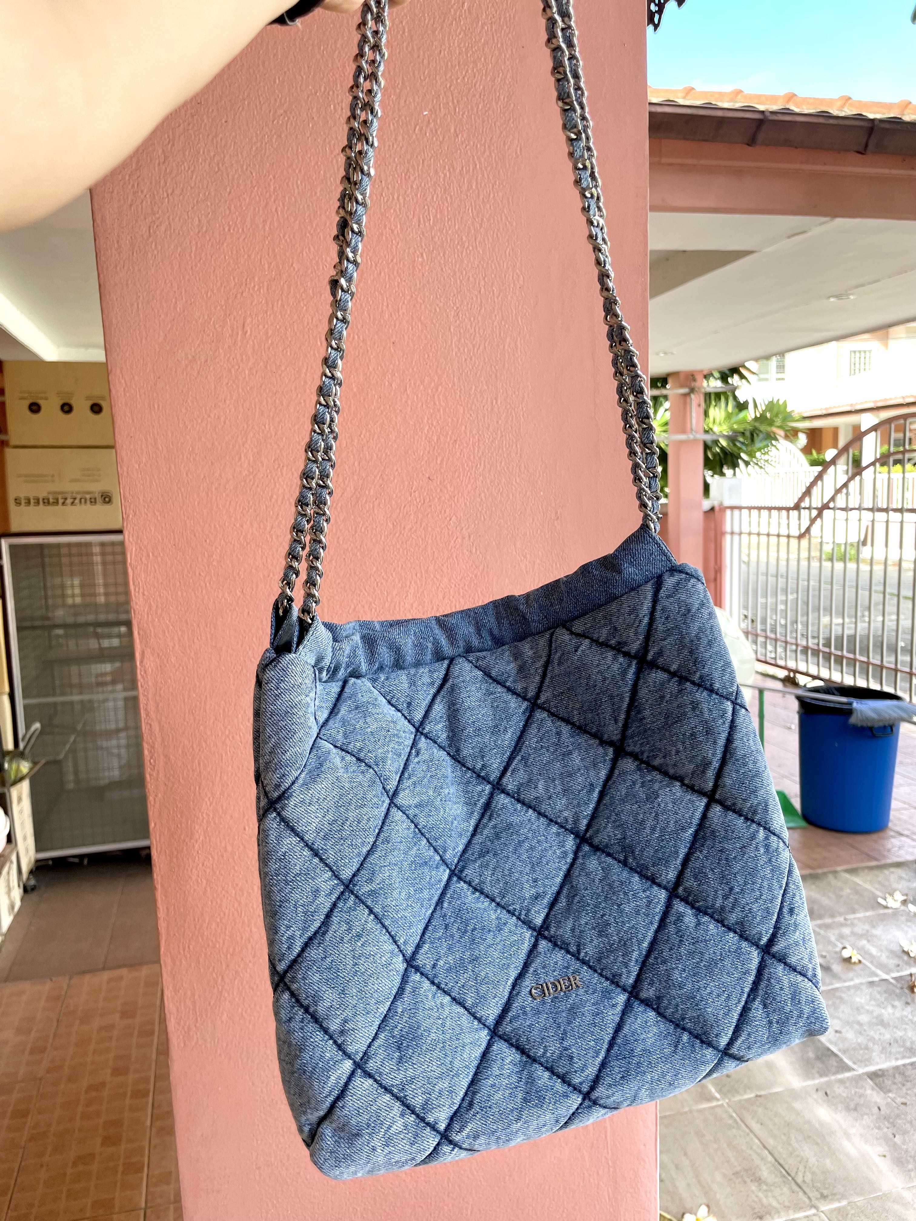 Quilted Chain Shoulder Tote Bag - Cider