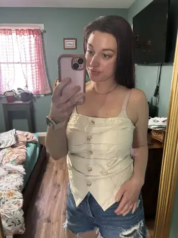 Woven Linen-blend Solid Shirred Button Ruched Tube Top For Daily Casual