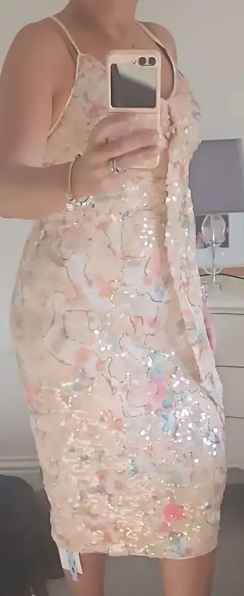 Sequins Abstract Criss Cross Midi Dress