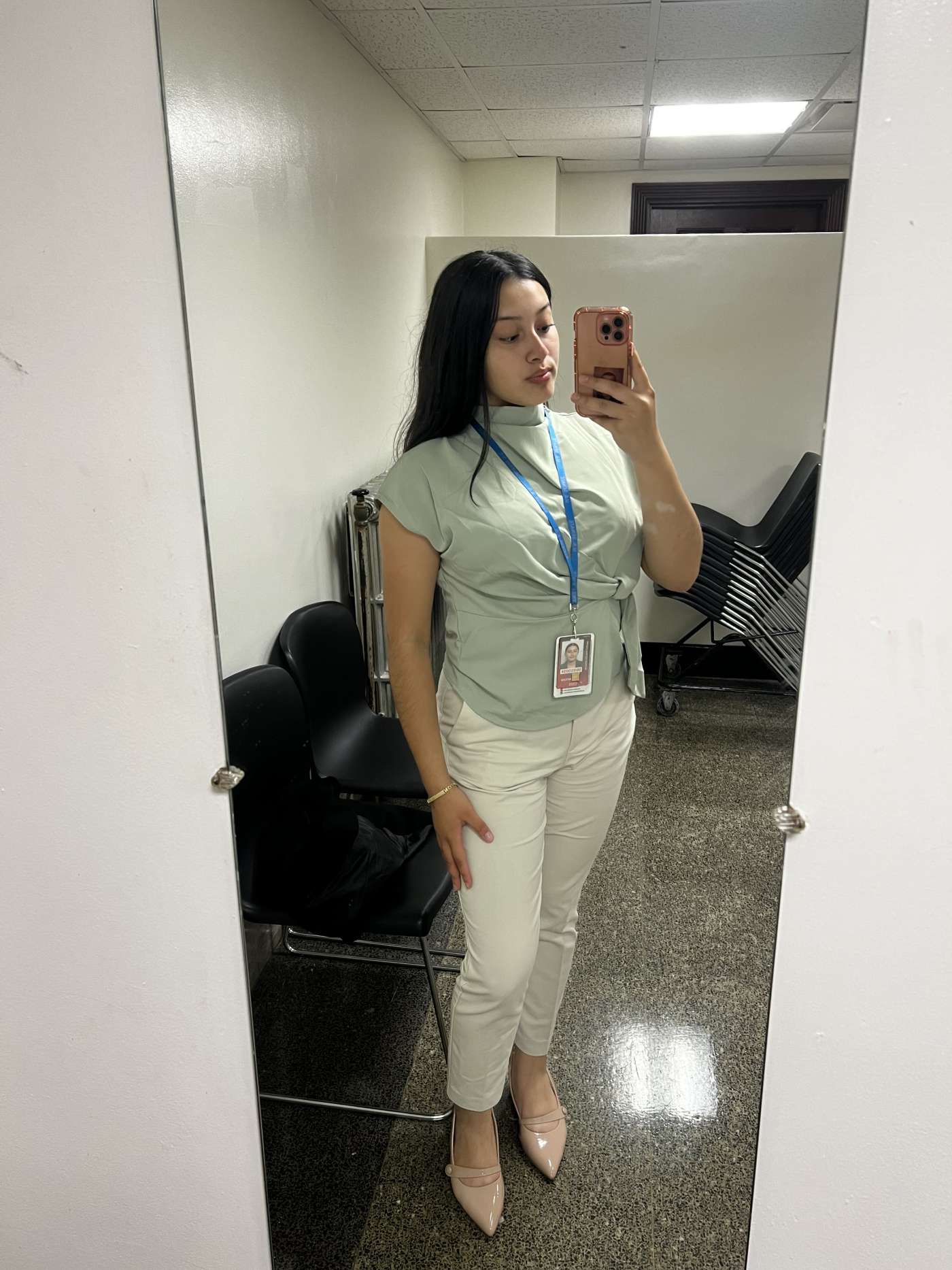 Woven Stand Collar Knotted Ruched Solid Short Sleeve Blouse For Work