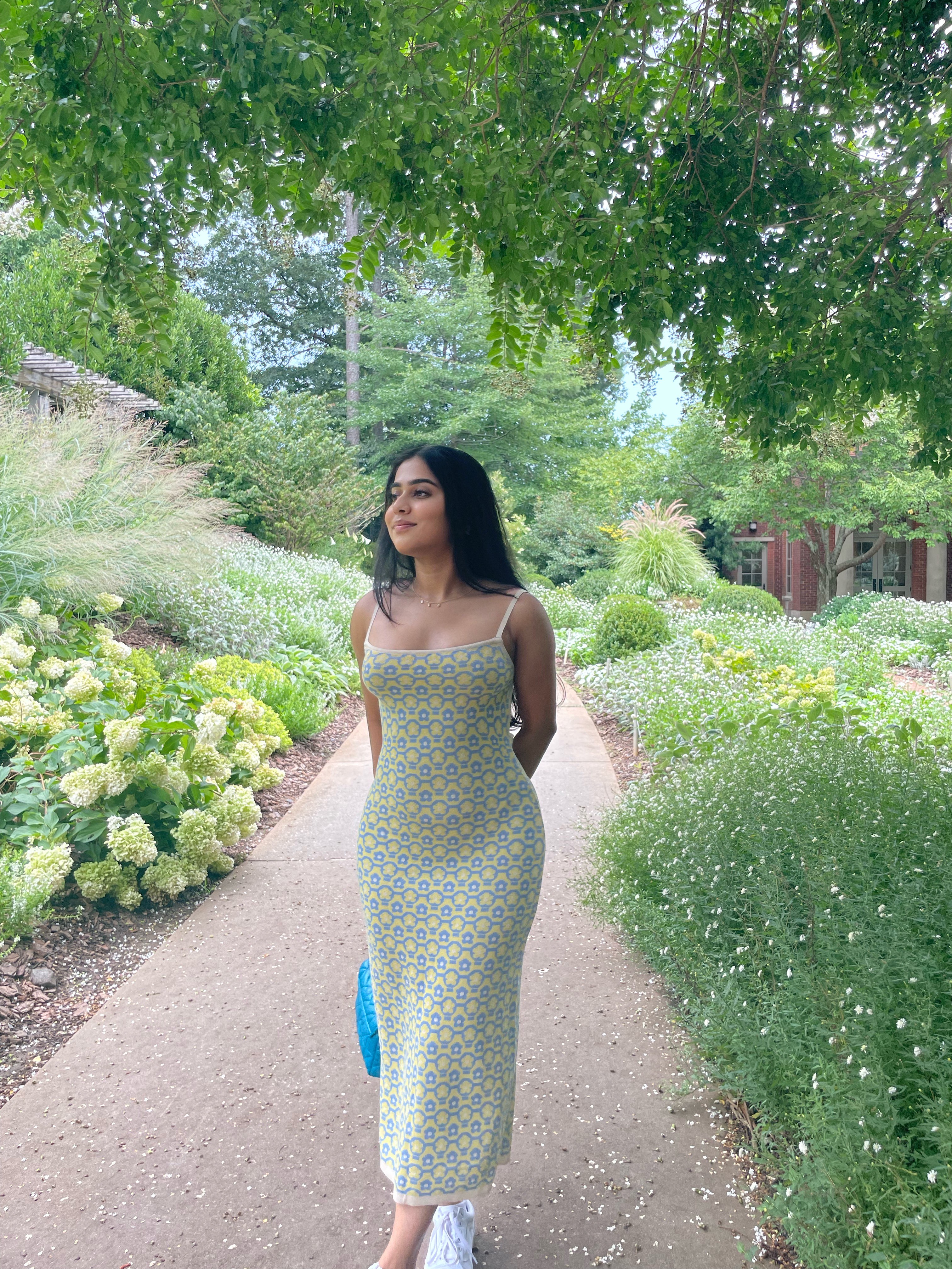All Over Print Backless Knit Dress - Cider
