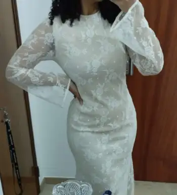 Lace Round Neckline Floral Maxi Dress