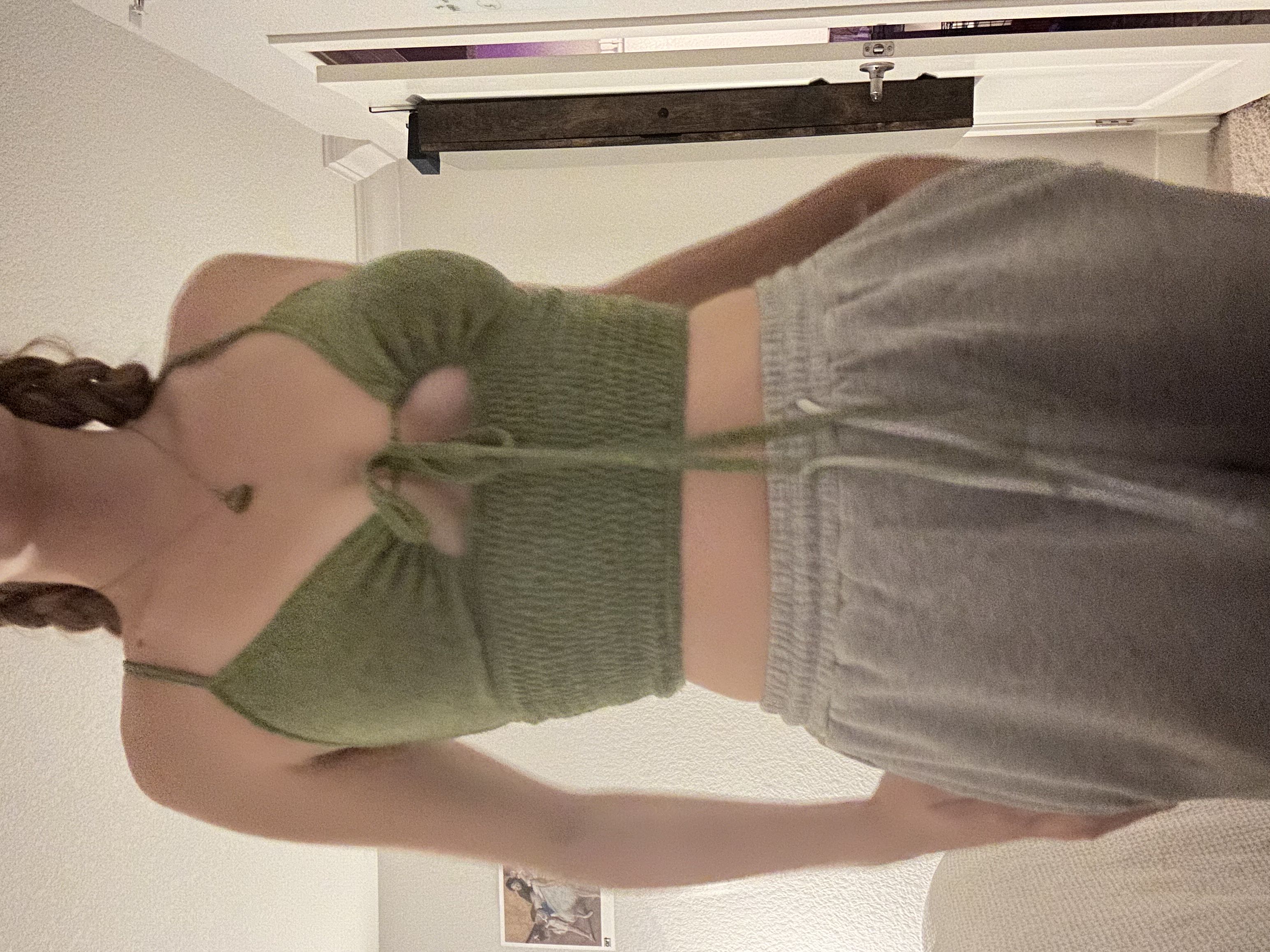 Knit Fabric Sexy Tie Crop Front Top