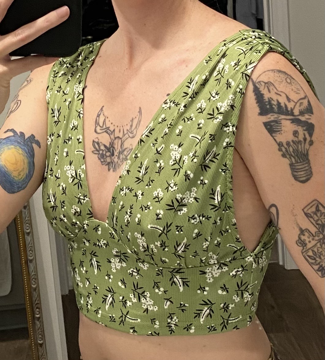 Ditsy Floral Rib Crop Top - Cider