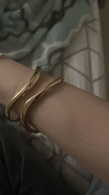 2PCS IRREGULAR DOUBLE LAYERED OPEN BRACELET & RING SET