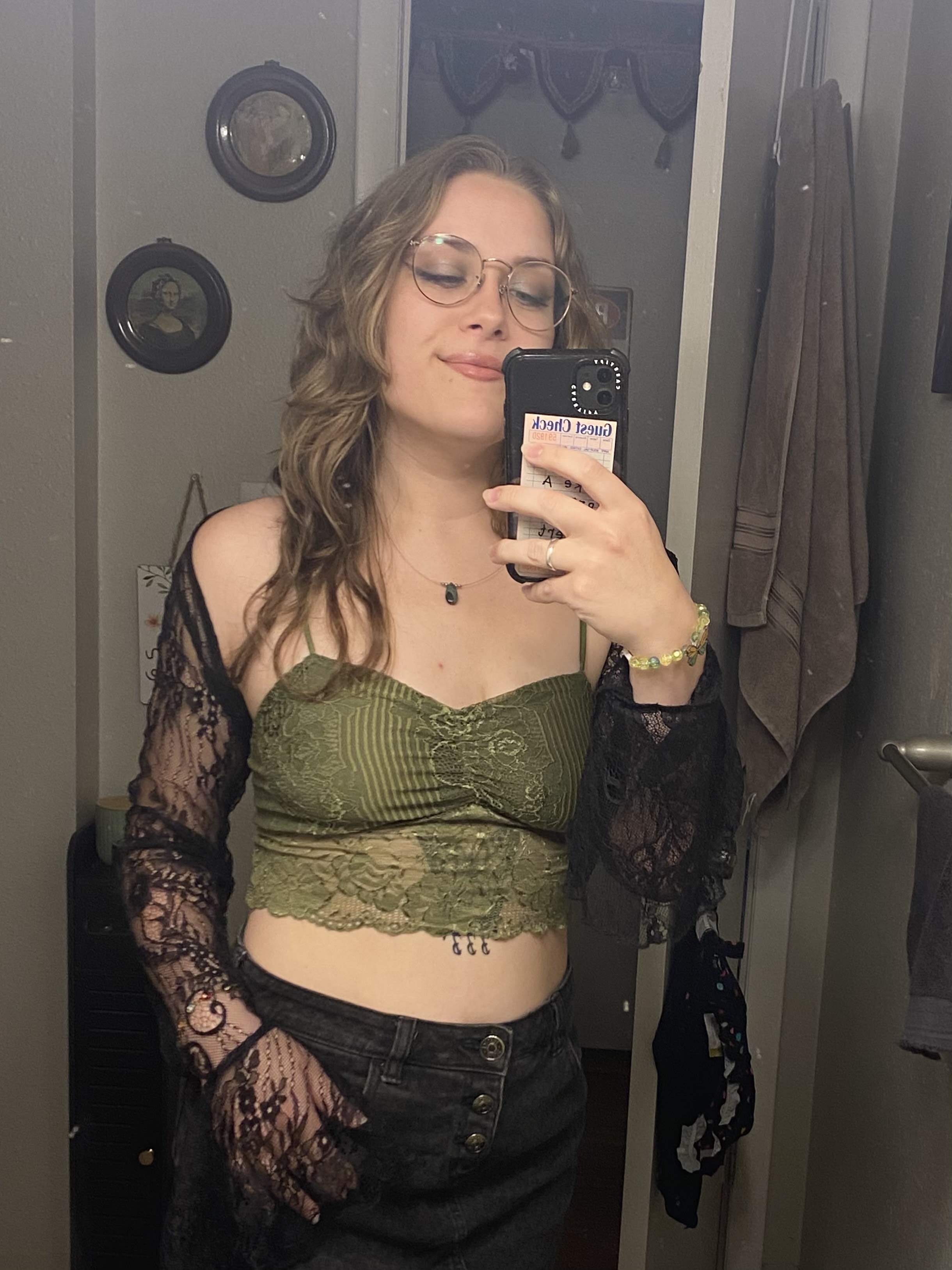 Sheer Lace Tube Top & Long Sleeve Crop Top - Cider
