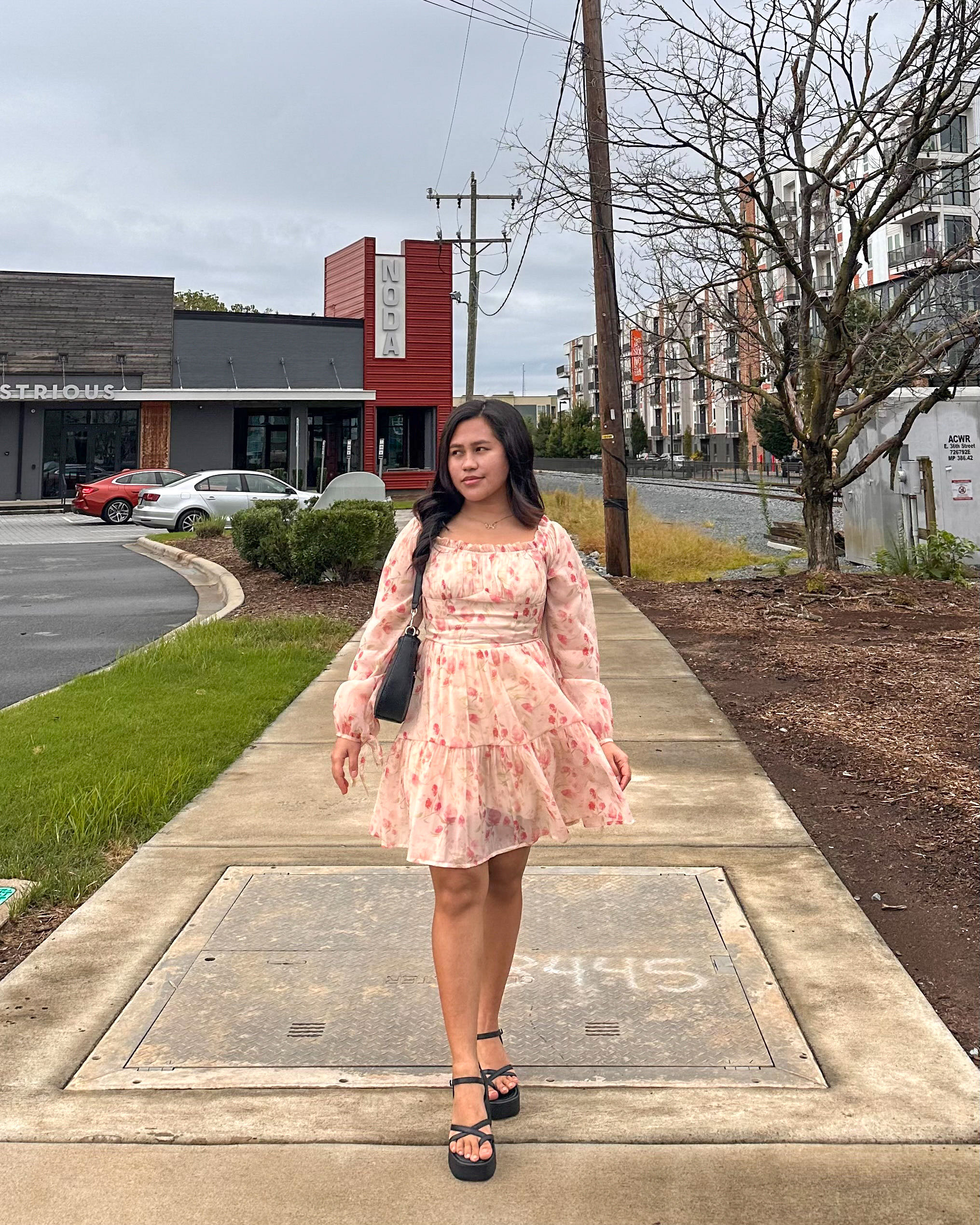 Chiffon Floral Ruffle Halter Mini Dress For Vacation