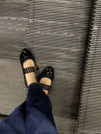 Double Strap Buckle Bowknot Ballet Mary Jane Flats