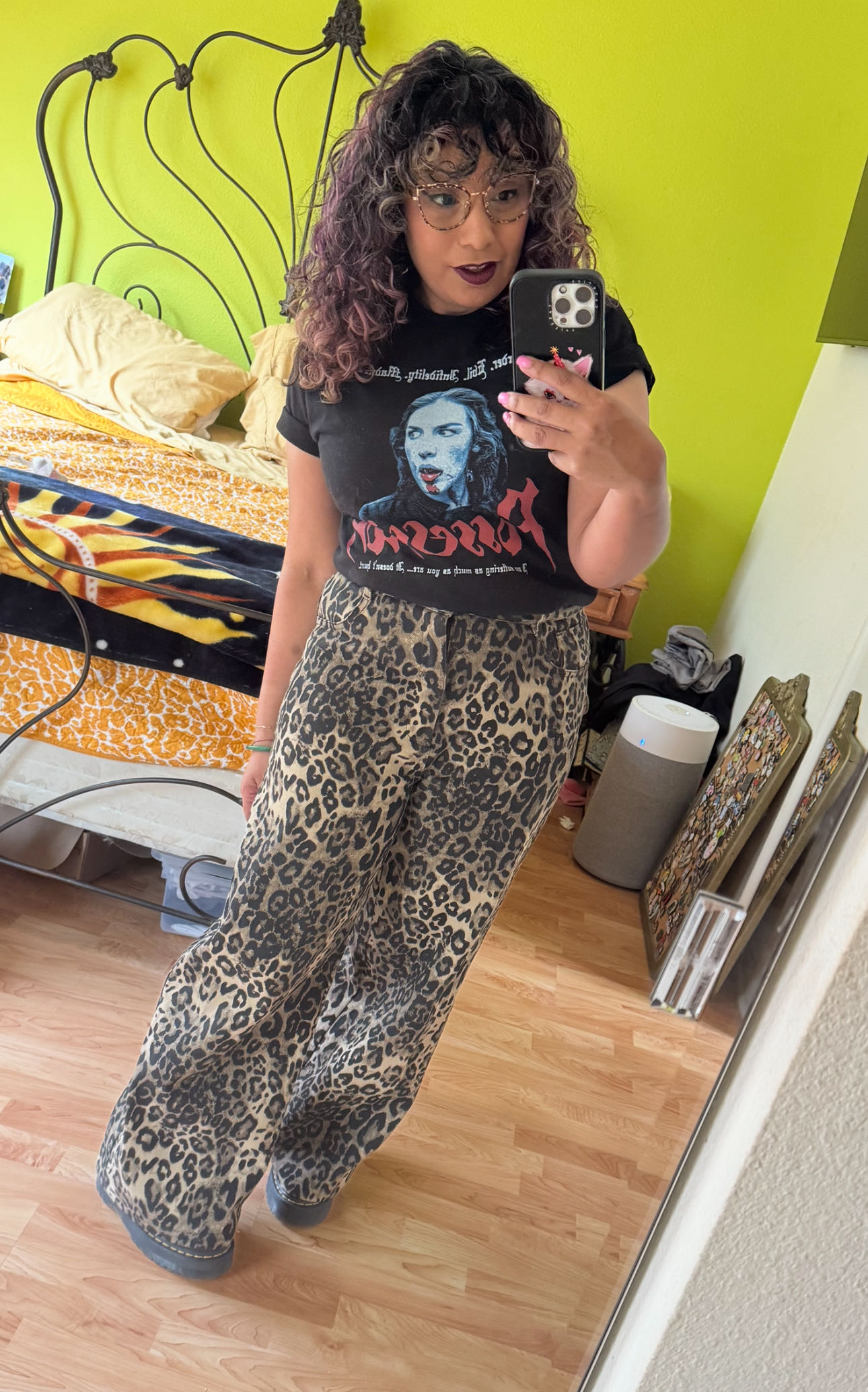 Western Outfits City Chic Denim Mid Rise Wide Leg Leopard