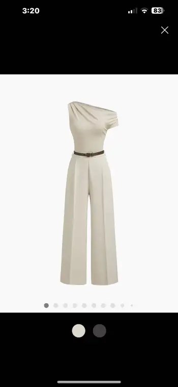 Asymmetrical Neck Ruched Jumpsuit With Belt