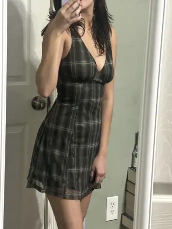 V-neck Check Mini Dress