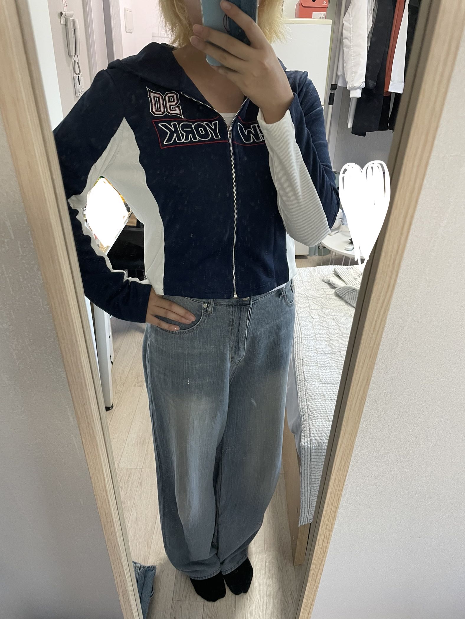 Knit Fabric New York 90 Zipper Hoodie For School Daily