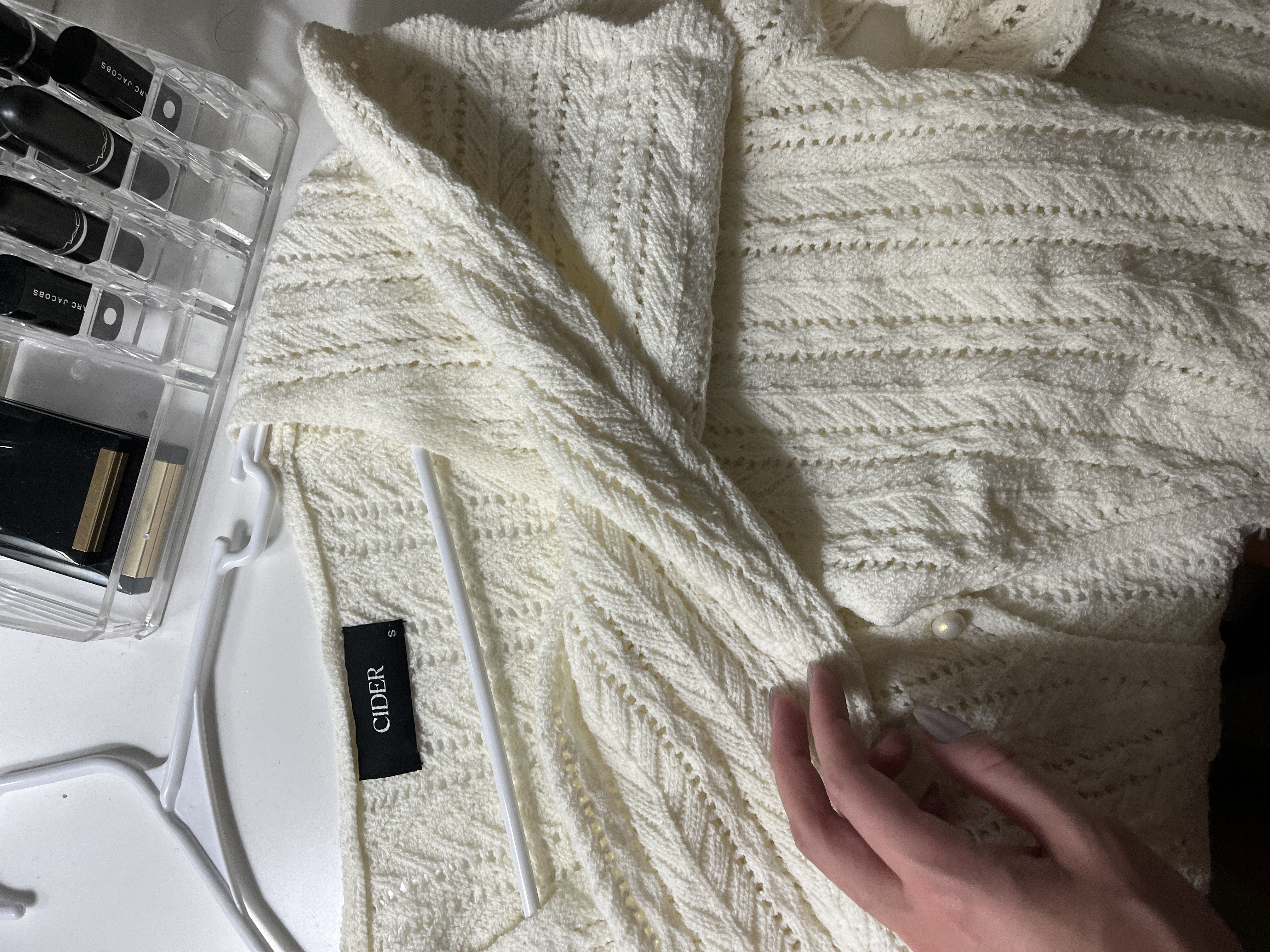 Wave Trim Bell Sleeve Cardigan - Cider