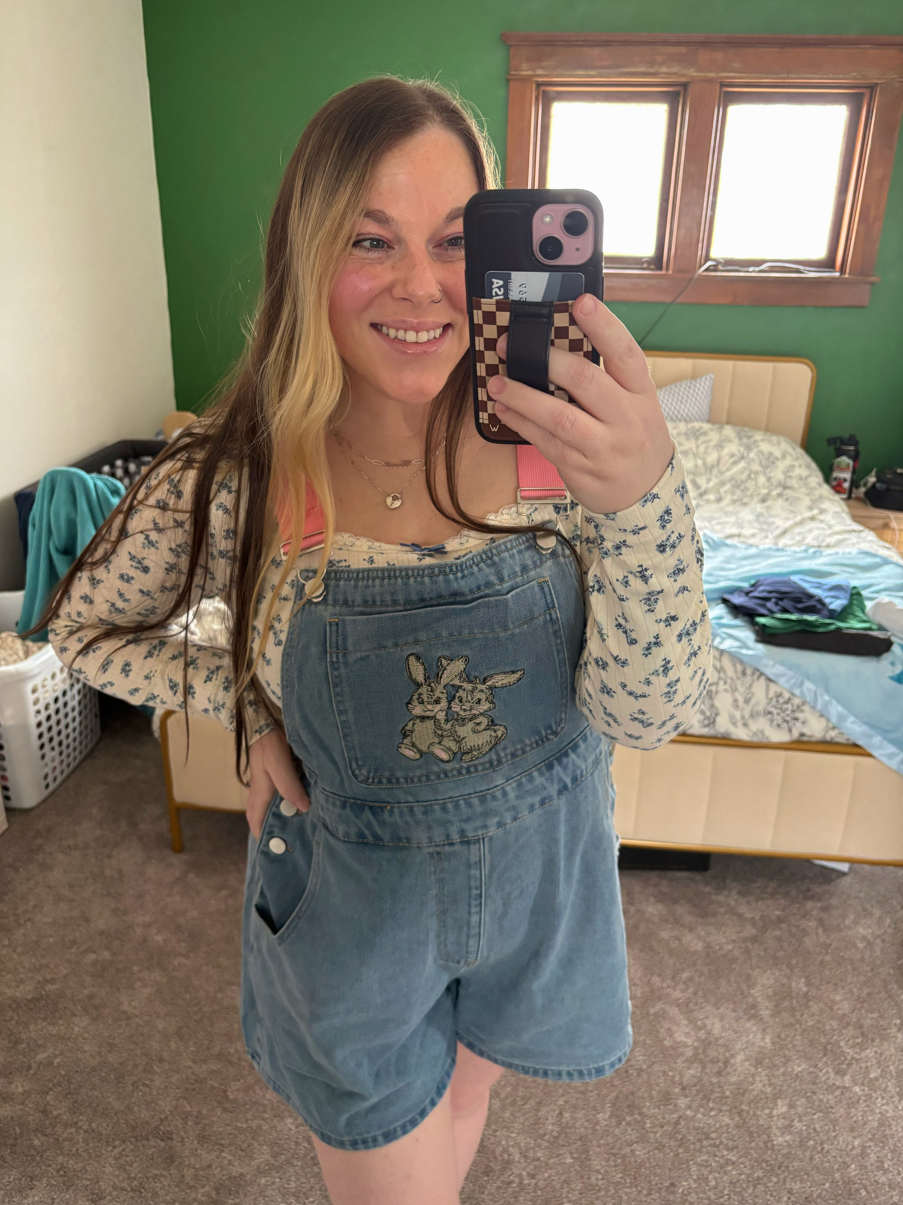 Denim Bunny Buckle Pocket Romper Curve & Plus For School