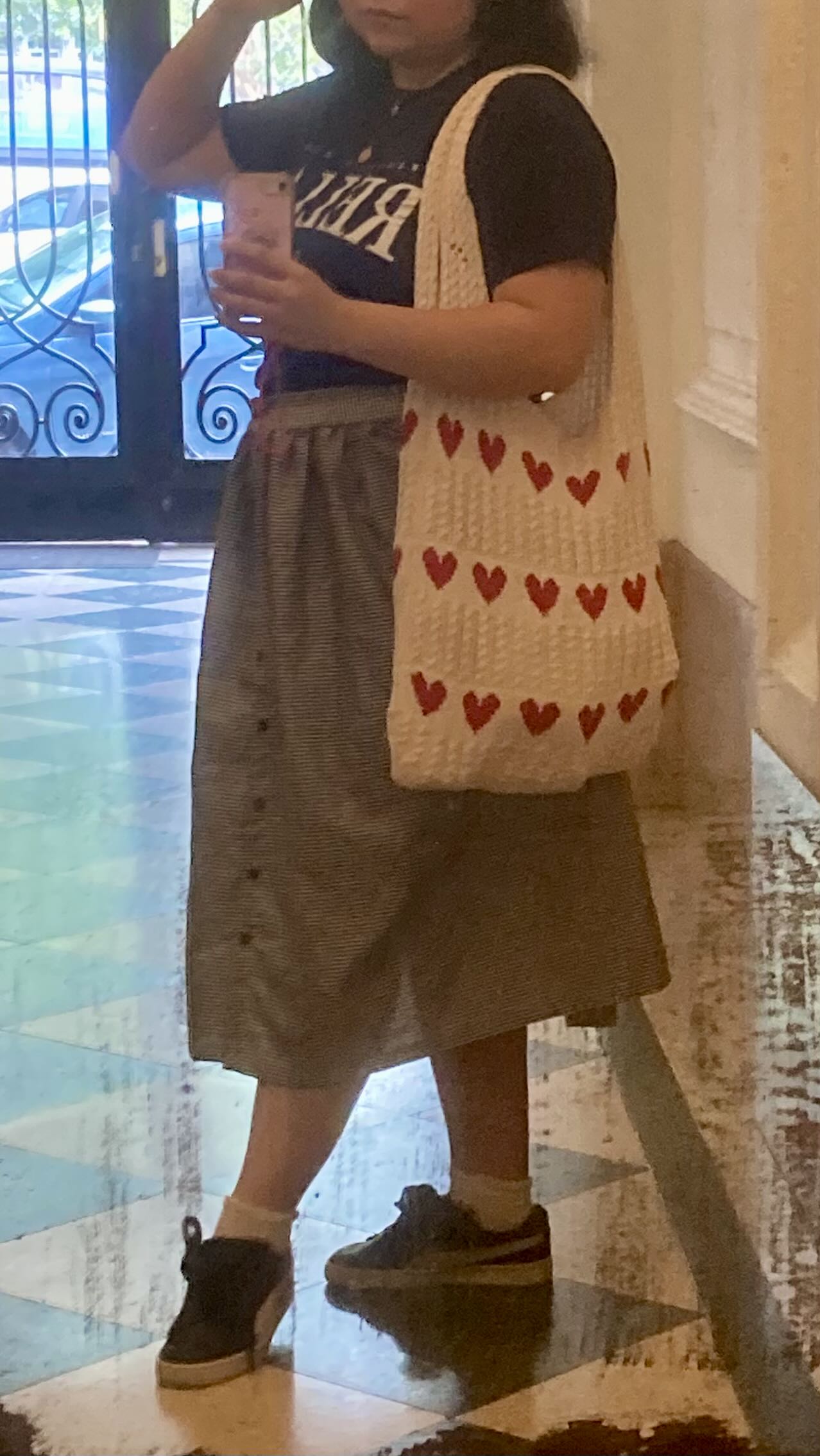 THEREDTHREAD / ザレッドスレッド】S heart tote bag large