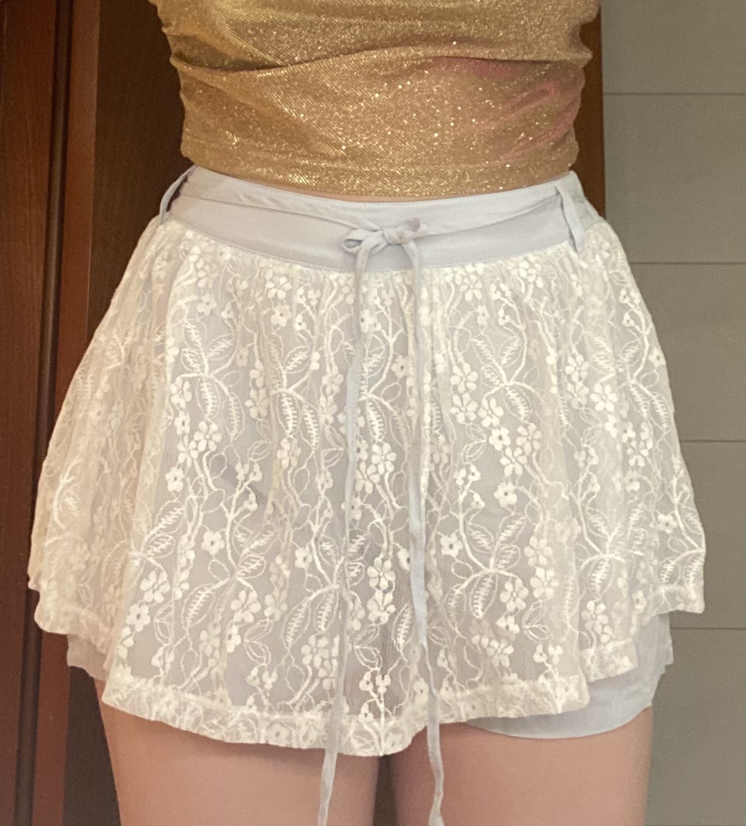 Floral Lace Knotted Skort For Daily Casual Vacation