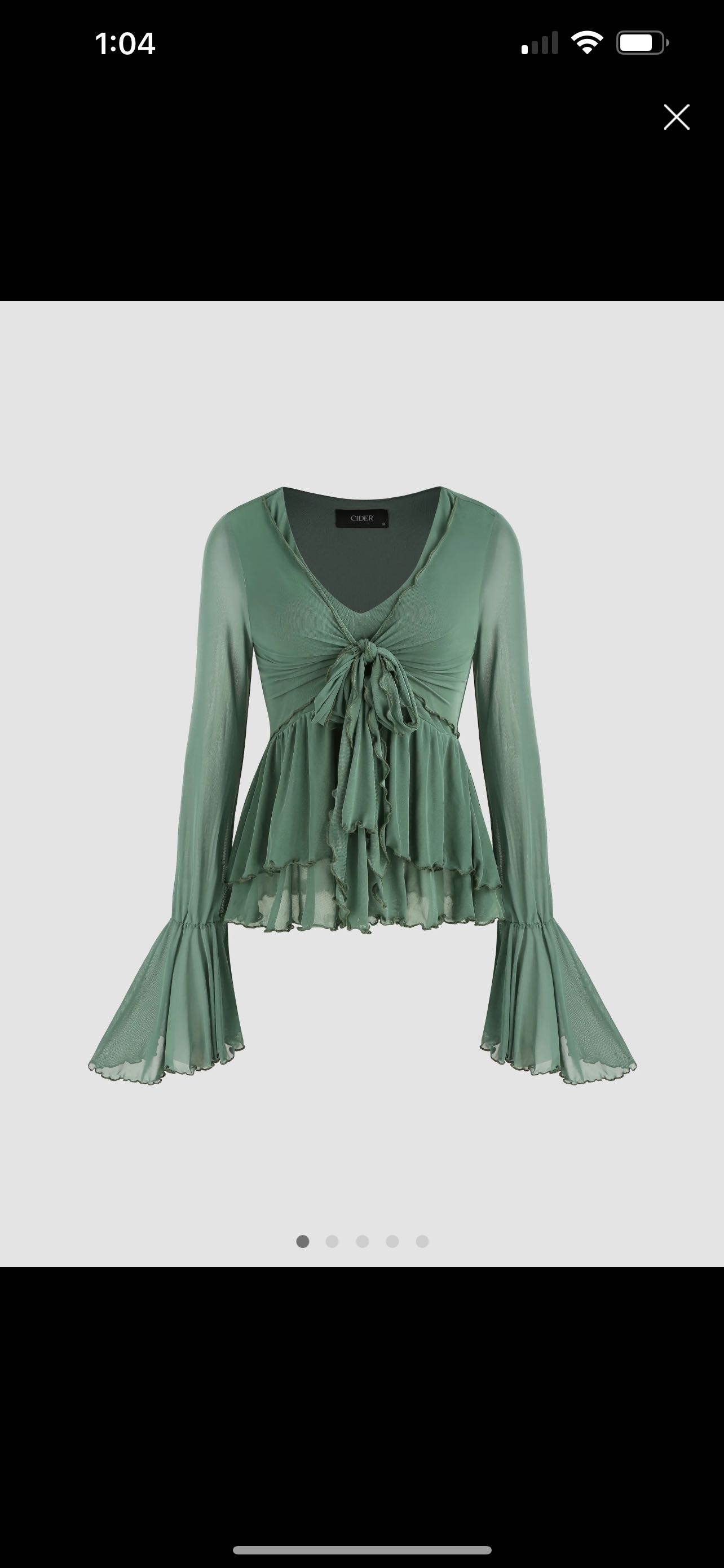 Mesh Mesh V-neck Ruffle Bell Sleeve Top For Vacation Holiday