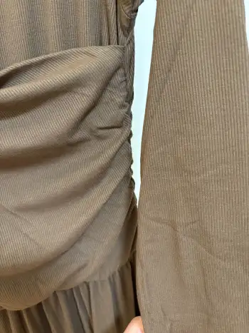 Round Neckline Twist Ruched Maxi Dress