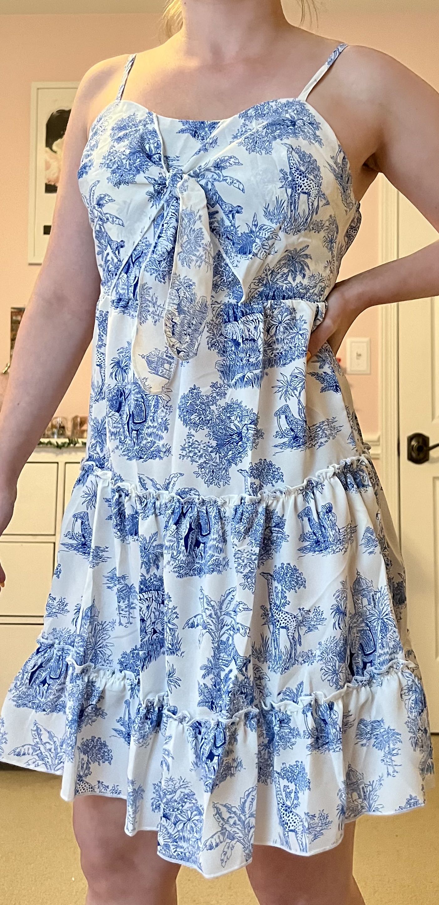 Twist ribbon Toile de Jouy dress riu ブルー Toile De Jouy Dress - Etsy