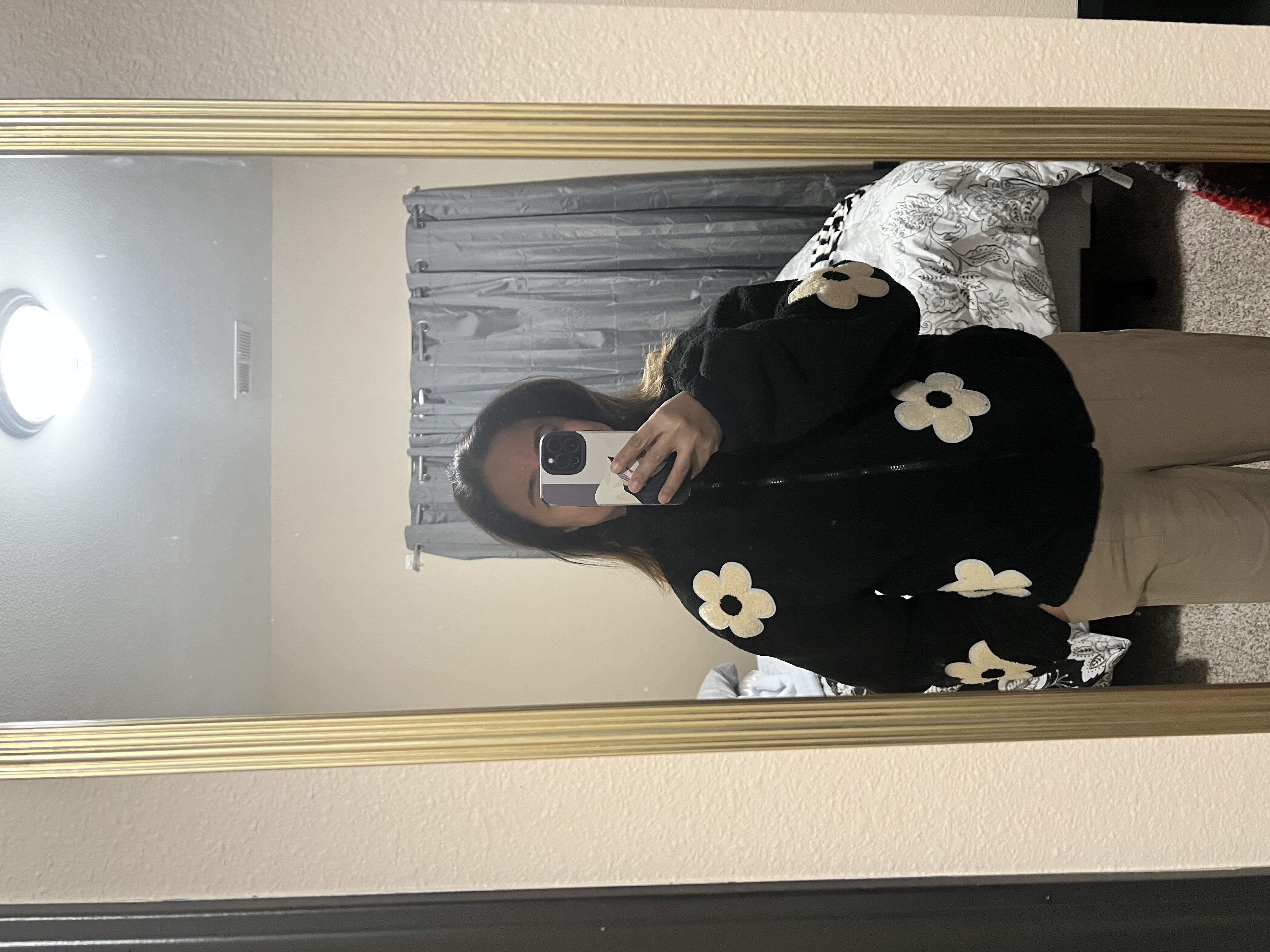 Fleece Floral Fleece Zipper Front Jacket For School Daily