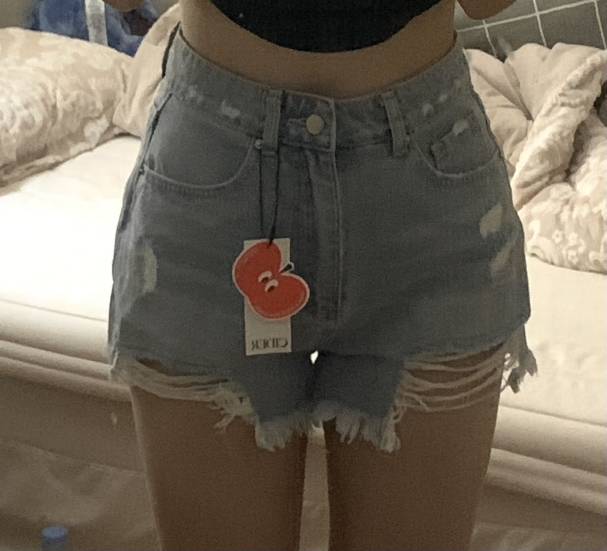 ☆CIDER☆ ダイヤモンド タッセル リップド デニム ショーツ デニム タッセル リップド ジーンズ ショートパンツ For