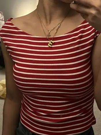 Cotton-blend Boat Neck Stripe Top