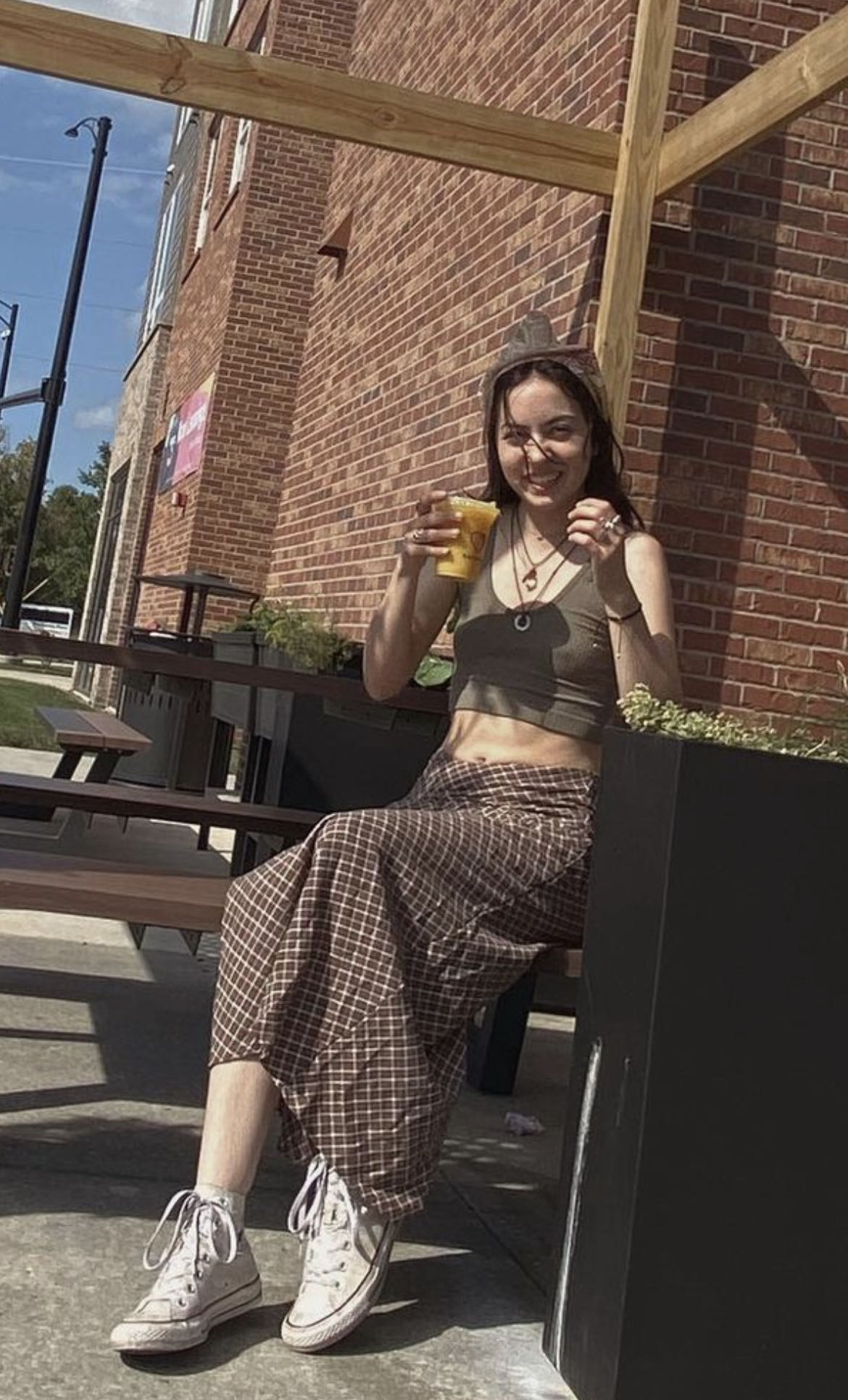 Check Ruffle Hem Maxi Skirt For Daily Casual