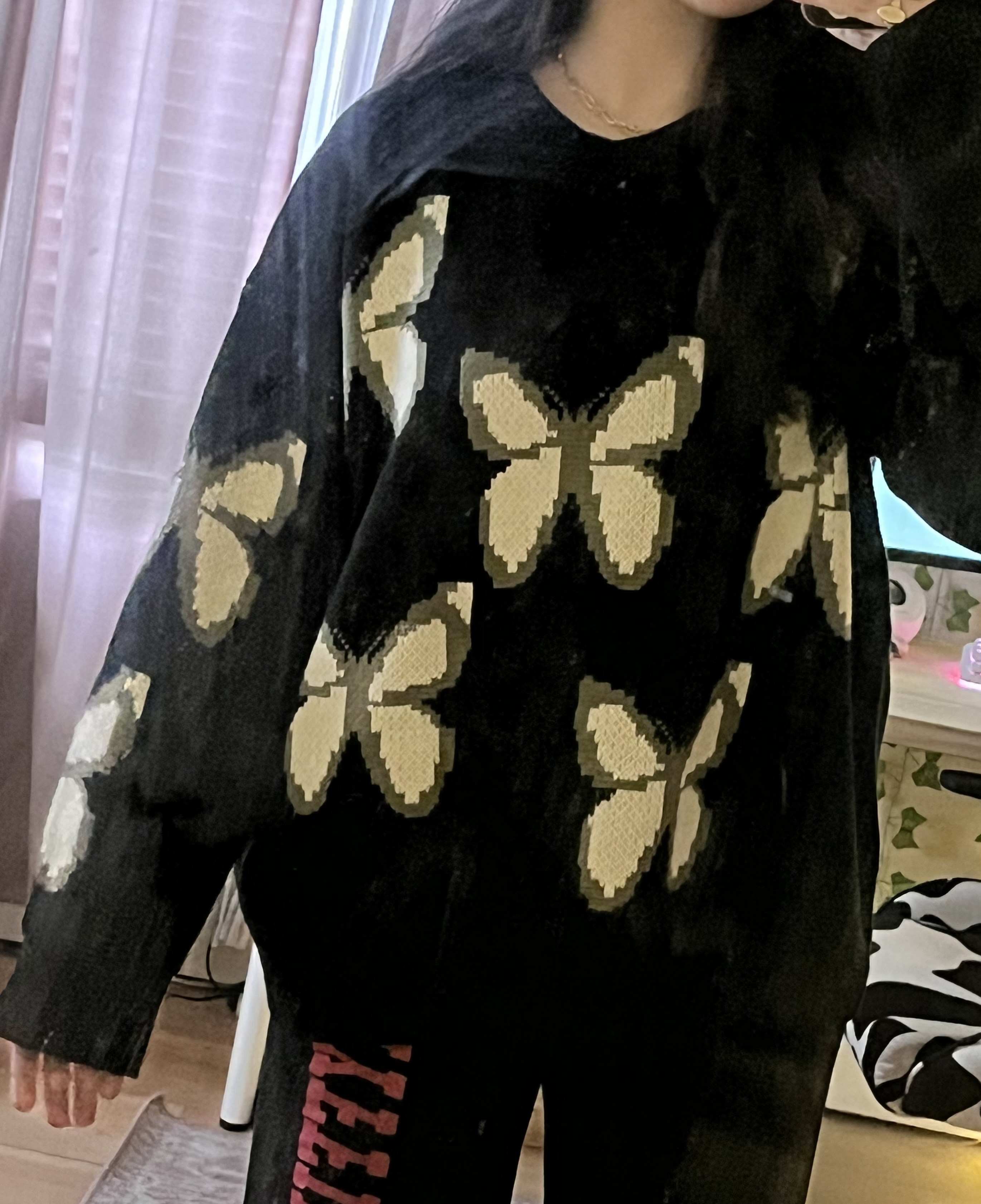 Christmas Butterfly Pattern Sweater For School Date Vacation