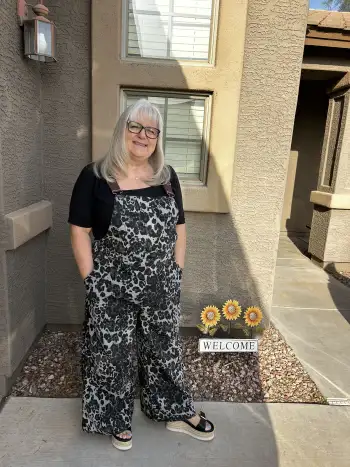 Denim Leopard Button Pocket Wide Leg Jumpsuit Curve & Plus