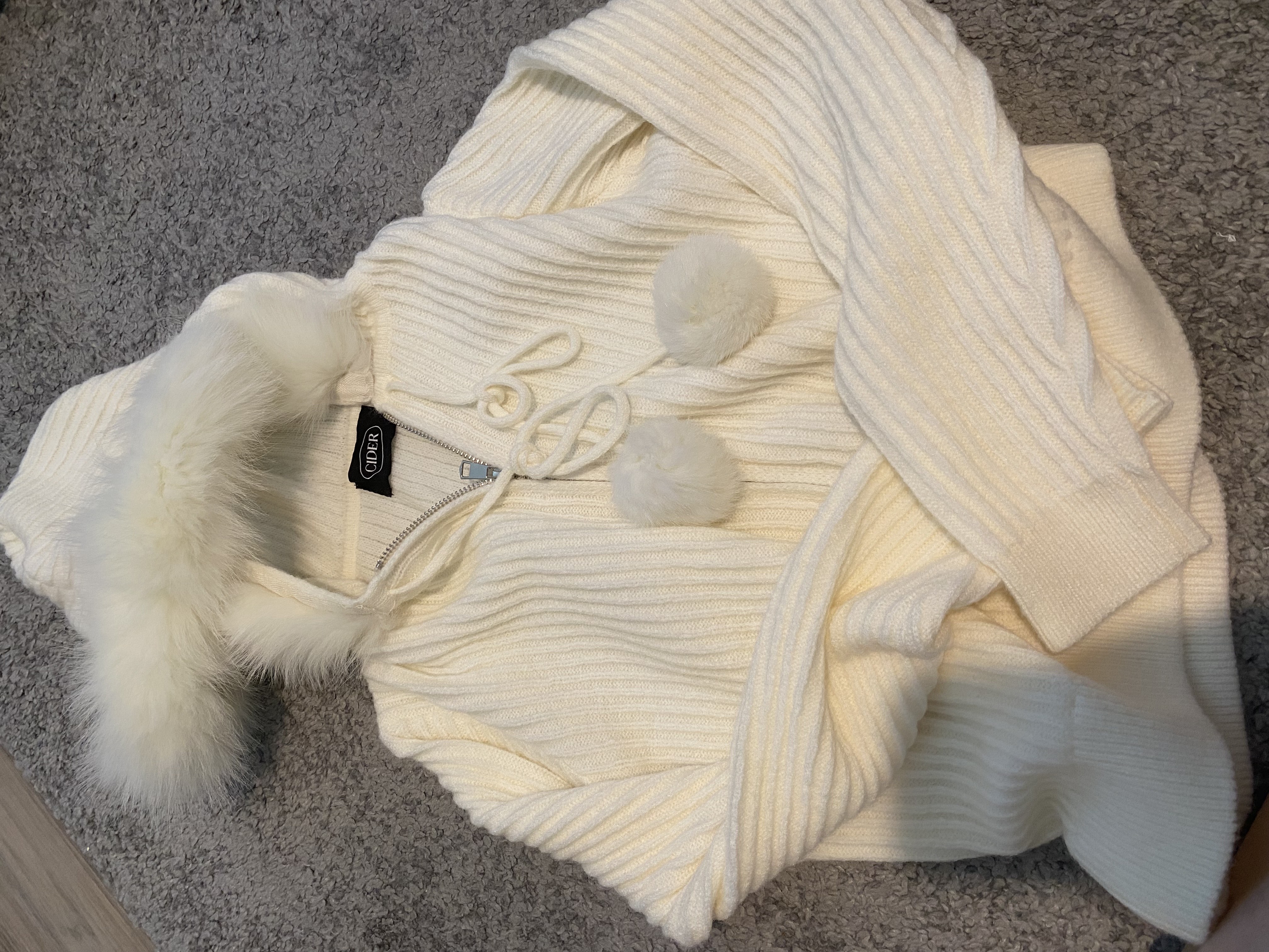 Fuzzy Hooded Zip Up Cardigan For School Daily Casual Coffee