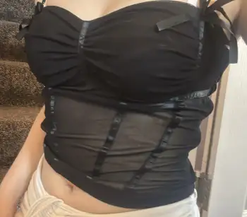 Mesh Bowknot Corset Crop Cami Top