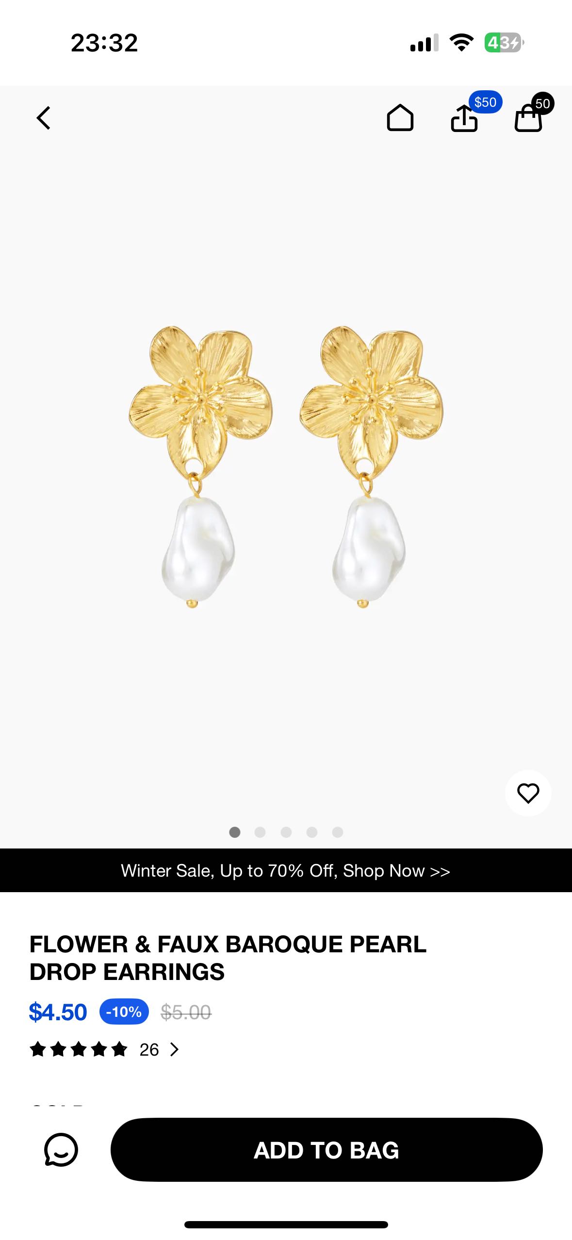 ★2022SS新作★MZUU★Baroque Pearl Drop Earrings Baroque Pearl Drop Earrings, Horseshoe U-link Earrings, Gold