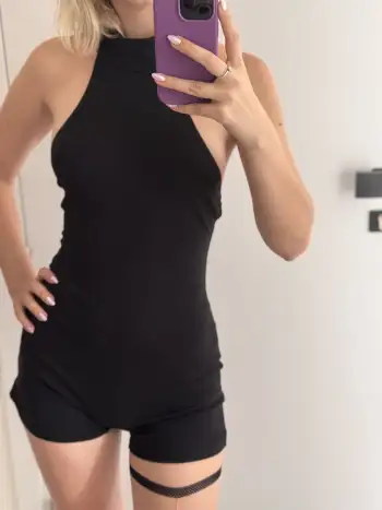 CDR Cotton-blend Stand Collar Backless Romper