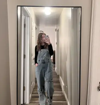 Denim Bowknot Buckle Up Pocket Wide Leg Jumpsuit