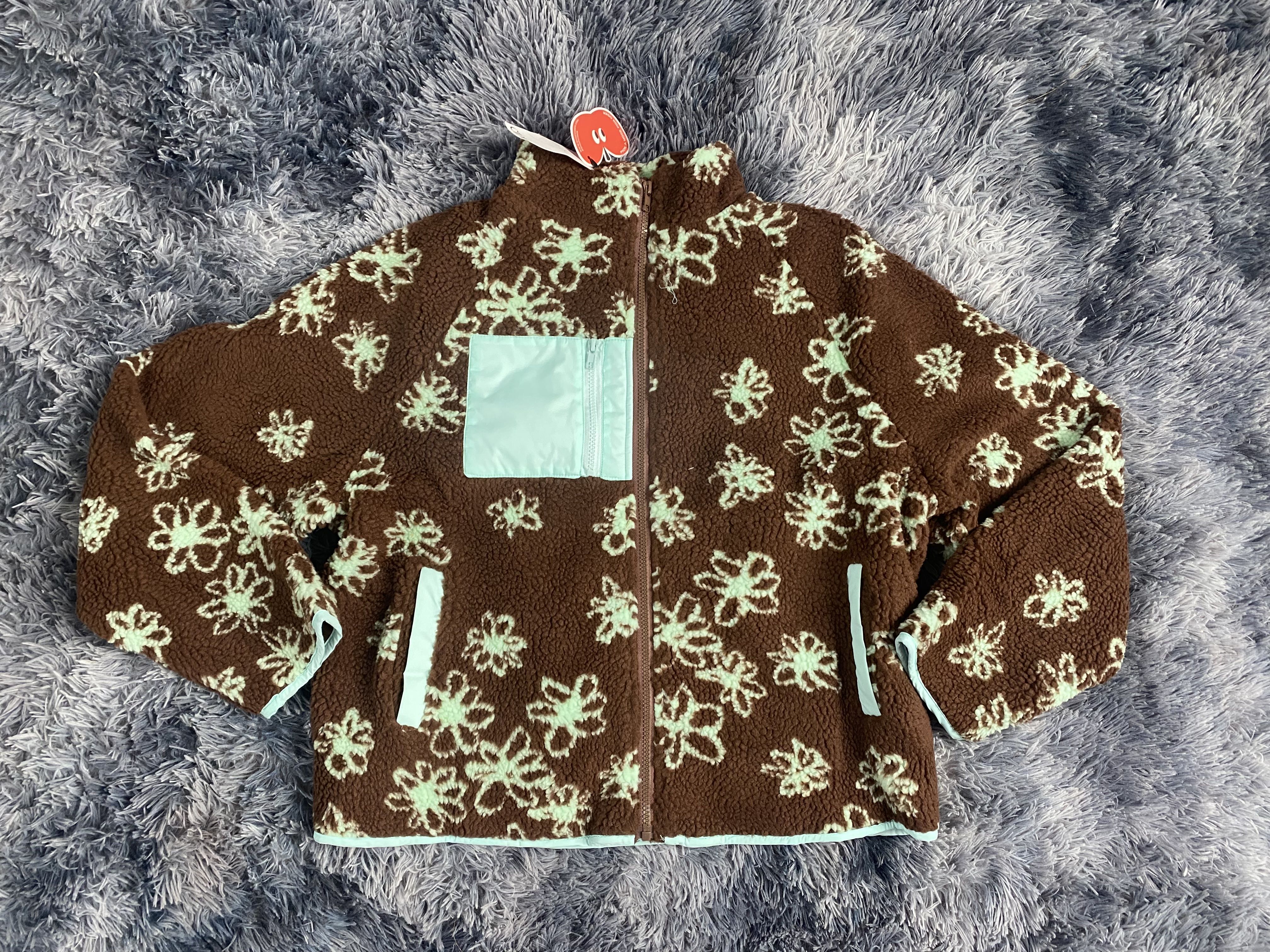 フリース フリーススタンドカラー花柄ポケットジャケット For