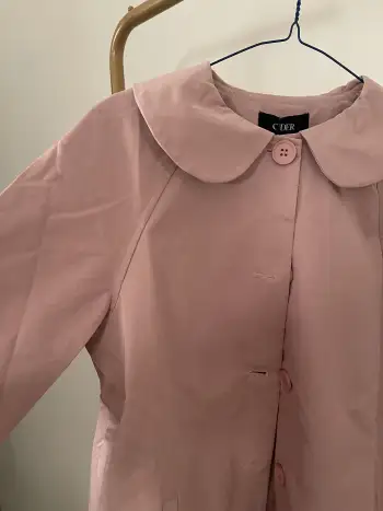 Peter Pan Collar Button Split Long Sleeve Trench Coat