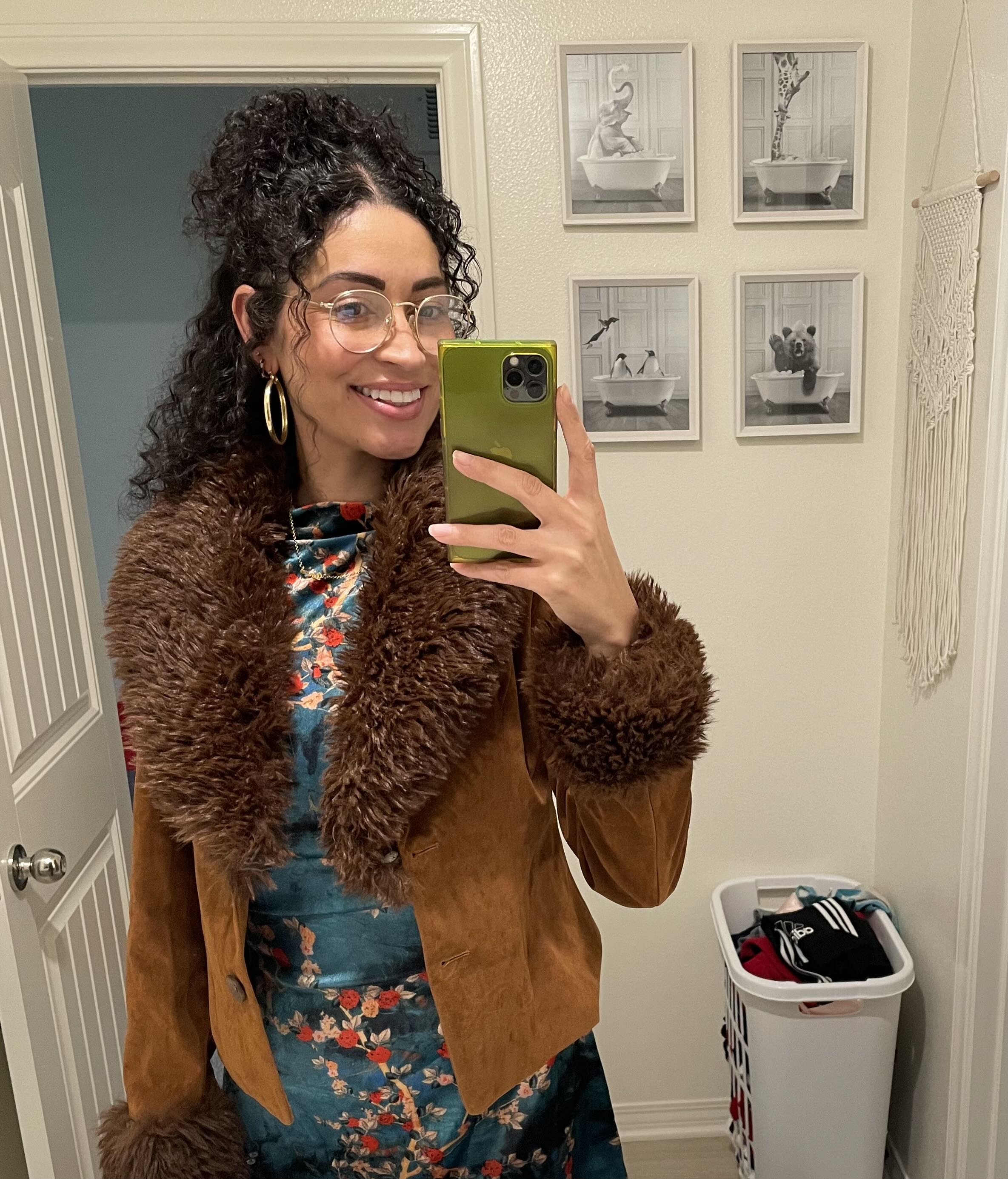 Suede Suede V-neck Jacket With Fur Lining For Music Festival