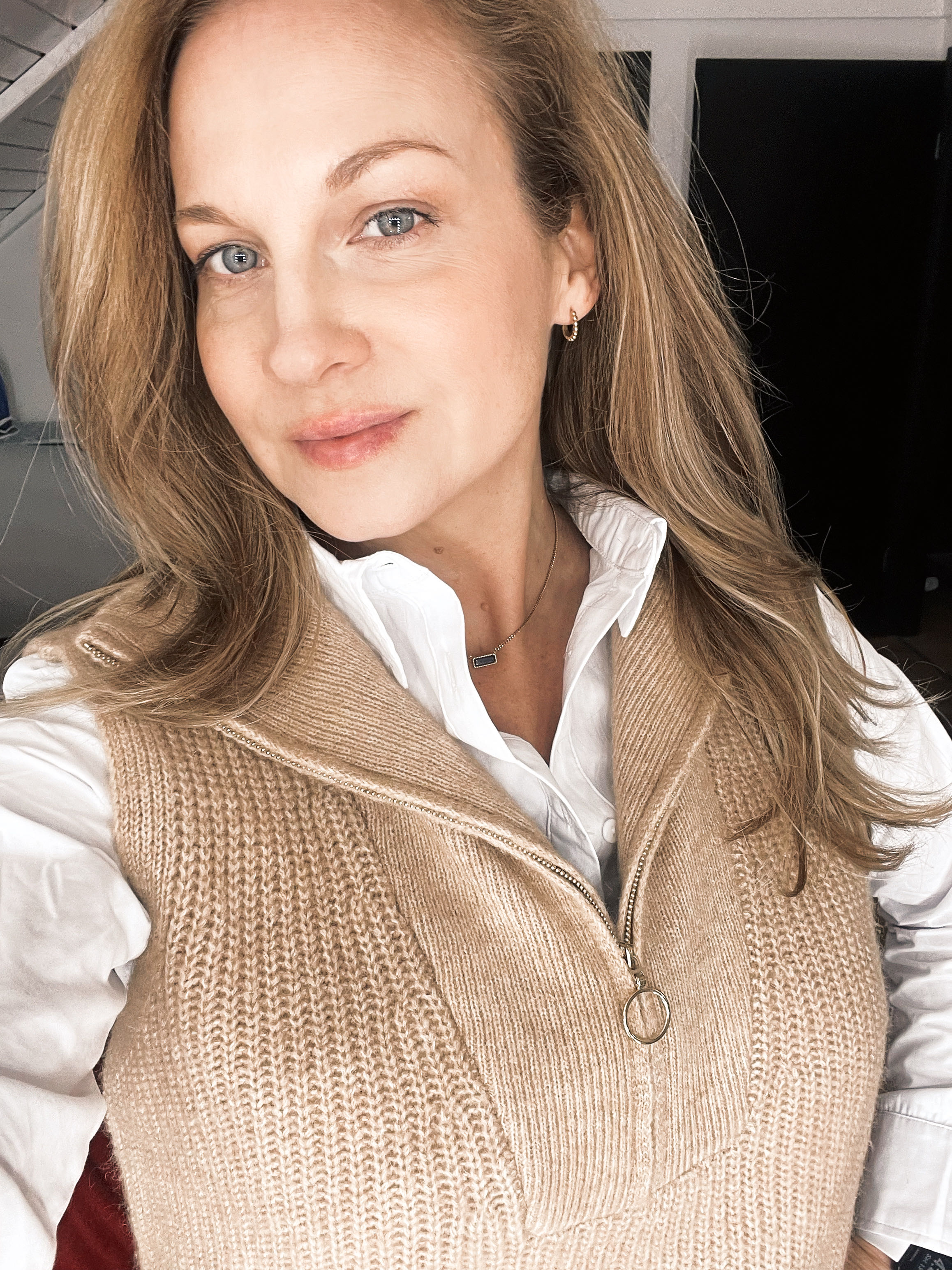 Fall Sweater Sweater Vest Knit Fabric Solid Zip Up Knitted