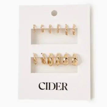 Alloy 6pairs Geometric Hoop Earrings Set For Daily Casual Work Date Coffee Shop