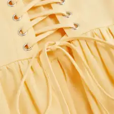 Summer Vacation Dresses Dress For Daily Casual Solid Woven Cotton-blend Square Neck Lace Up Ruffle Maxi Dress For Vacation