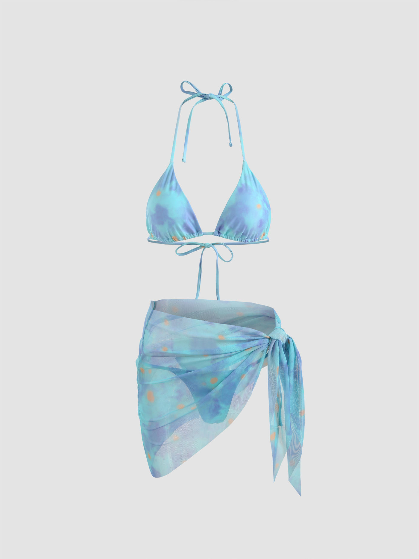 Illusion Triangle Bikini Set With Sarong