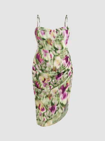 Illusion Ruched Midi Dress Curve & Plus