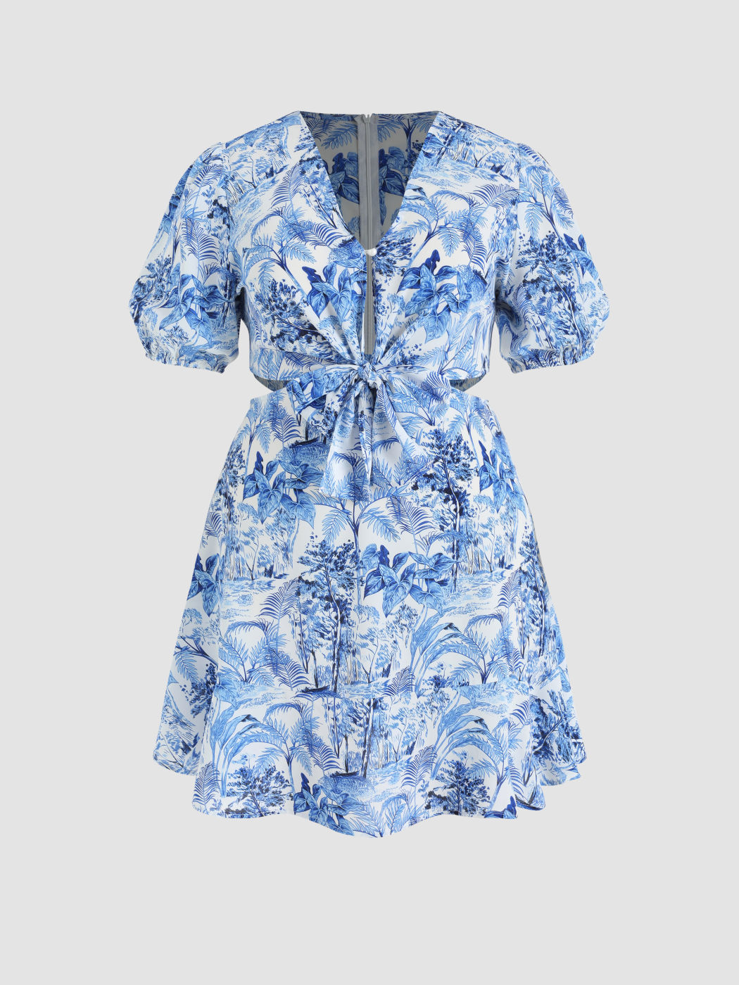 Landscape Painting Bow Mini Dress Curve & Plus