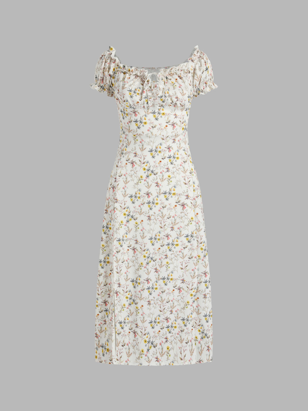 Ditsy Blumen-Korsett-Kleid mit Puffärmeln