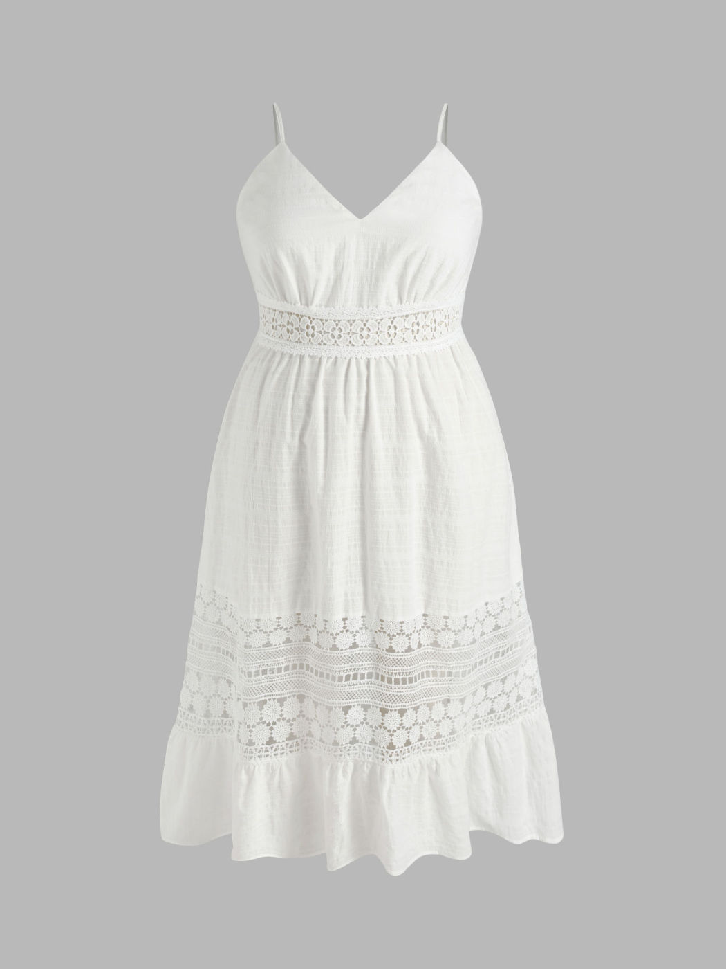 Floral Lace Hollow Out Midi Dress Curve & Plus